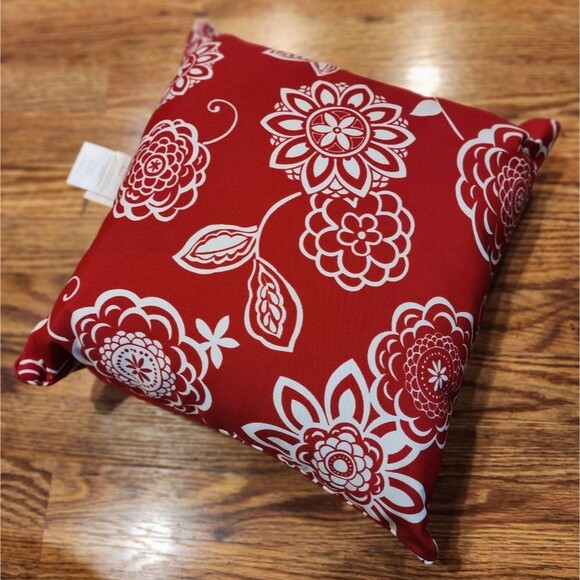 Outdoor Red Floral Pillow 17" x 17" - Picture 2 of 6